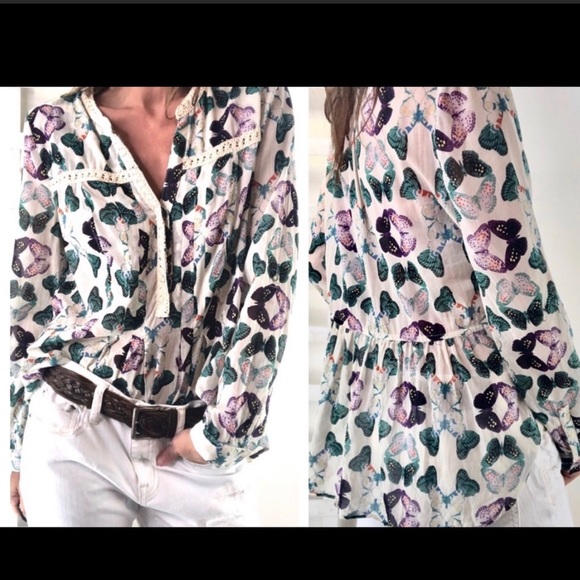 Anthropologie Tops - Anthropologie Maeve Abella Butterfly Blouse Sz 8